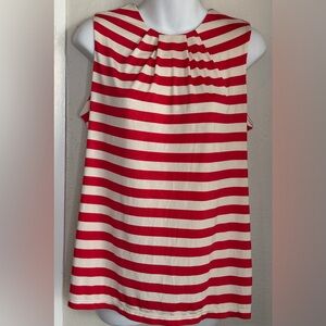 Nikki Poulos Red Ivory Striped Sleeveless Blouse Size M